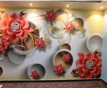 Floral Design Wallpapers installed by Swastik Wall Decor & Interiors