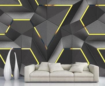 Imported Geometric Wallpapers installed by Swastik Wall Decor & Interiors