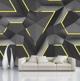 Imported Geometric Wallpapers installed by Swastik Wall Decor & Interiors